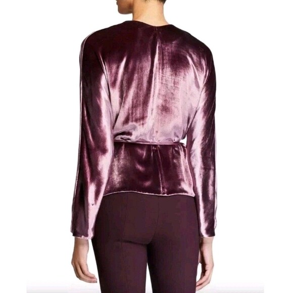 Vince Panne Velvet Wrap Top Blouse Violet Size Small - Picture 2 of 8